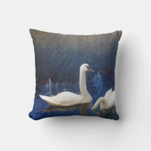 Almofada Swans em Reeds, Bruno Liljefors