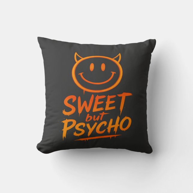 Almofada Sweet But Psycho | Fiery Devil Smiley (Frente)