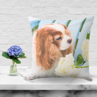 Almofada Sweet Cavalier King Charles Spaniel Hydrangeas
