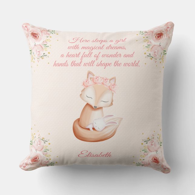 Almofada Sweet Fox Snuling Bunny Personalizado Nursery (Frente)