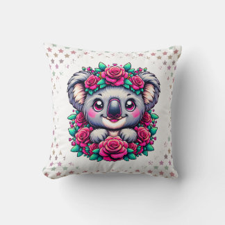 Almofada Sweet Koala with Pink Rose Wreath 