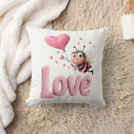 Almofada Sweet Love Bee Pink Hearts 