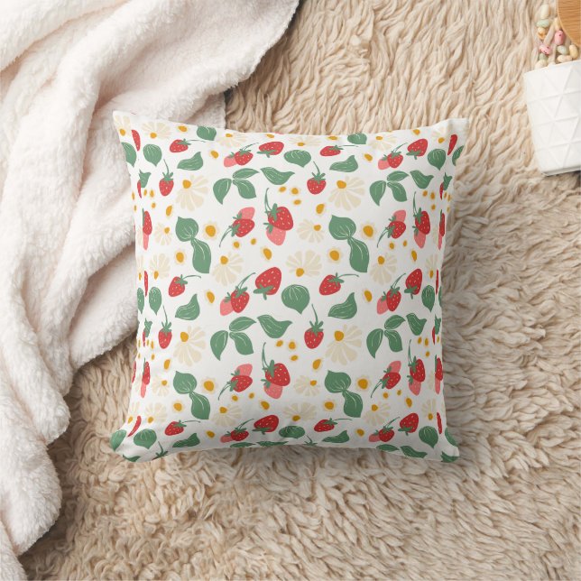 Almofada Sweet Red Strawberry Garden Fruit Pattern  (Cobertor)