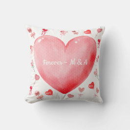 Almofada Sweet Watercolor Heart Valentine Throw Pillow