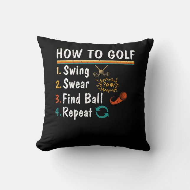 Almofada Swing Swear Find Ball Repete Golfe Dizendo Golfe H (Frente)
