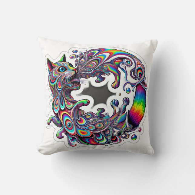 Almofada Swirling Spiral Cat Throw Pillow (Frente)