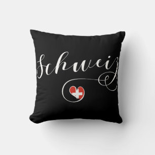 Almofada Swiss Flag Heart, Schweiz, Suiça