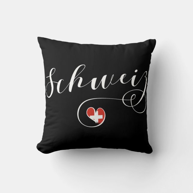 Almofada Swiss Flag Heart, Schweiz, Suiça (Frente)