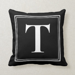 Almofada T Monograma Modelo Branco preto