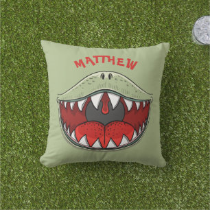 Almofada T-rex Dinossaur Mouth Green Kids Personalizados