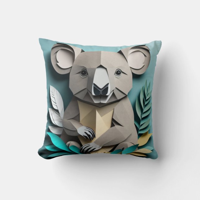 Almofada T-shirt de Design de arte em papel Koala 3D (Frente)