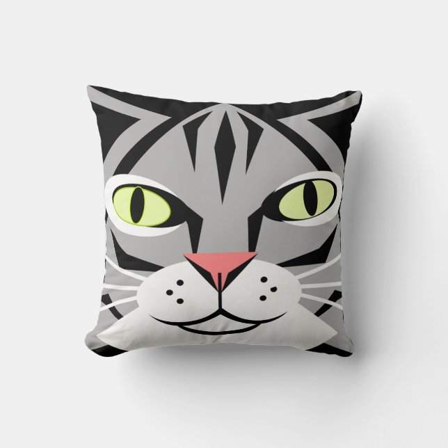 Almofada Tabby Cat Abstrato (Frente)
