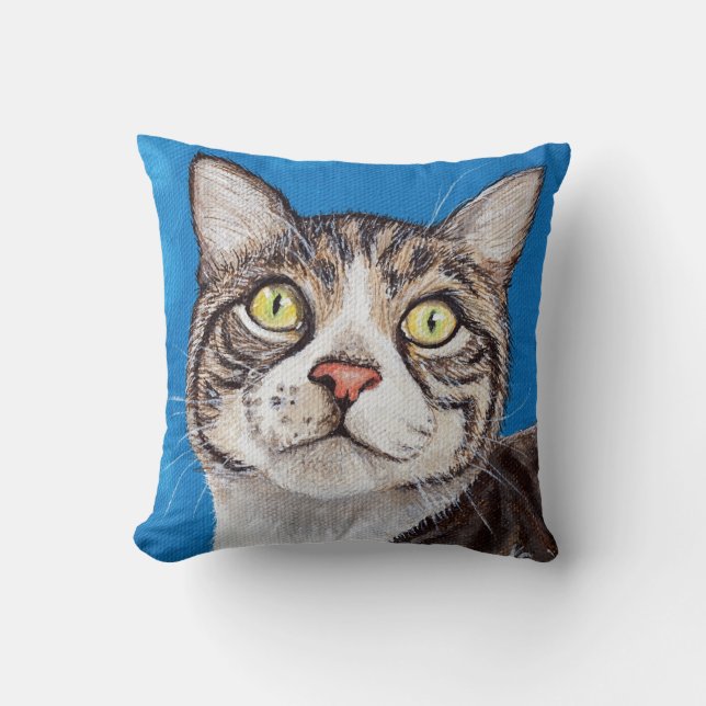 Almofada Tabby Cat Painting (Frente)