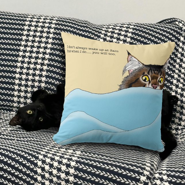 Almofada Tabby Cat Peeking Blue Funny (Criador carregado)