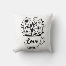 Taça bonito de chá preto com Design de flores