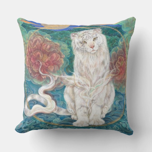 Almofada Tamaki: Divine White Tiger of the Moonlit Ring (Frente)