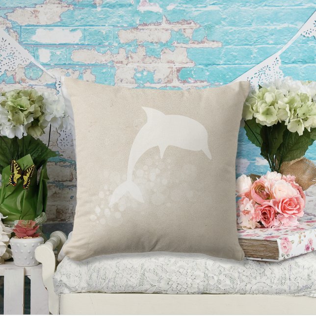 Almofada Tan And White Dolphin Throw Pillow (Criador carregado)
