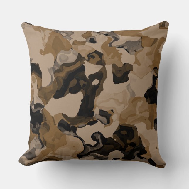 Almofada Tan, Brown e Black Abstrato (Frente)