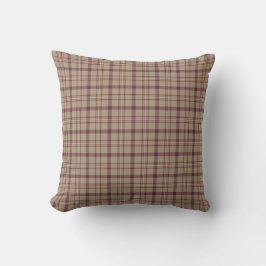 Almofada Tan Burgundy Plaid Classic Pattern Throw Pillow