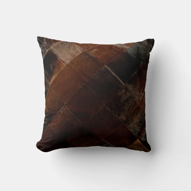 Almofada Tan Cowhide Patchwork Impressão Cushion (Frente)