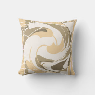 Almofada Tan Taupe Brown Abstrato Flower on Off-White (Flor