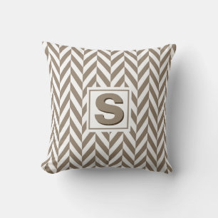 Almofada Tan White Herringbone Monograma