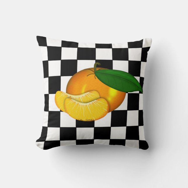 ALMOFADA TANGERINA NO TABULEIRO DE DAMAS (Frente)