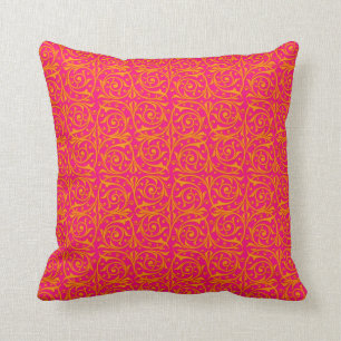 Almofada Tangerine Tango Laranja e Videiras Rosa Quente