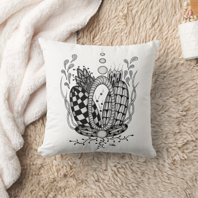 Almofada Tangle Art: Florales Design, Ovale -  (Cobertor)