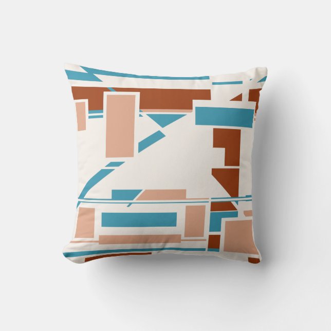 Almofada Tannish Rust Turquoise Beige Southwest Art (Frente)