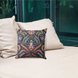 Almofada Tapeçaria Falsa Floral Folhas Pena Multi Cor