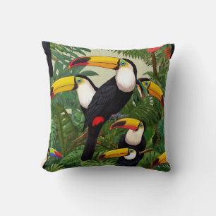 Almofada Tapeçaria Tropical: tucanos na Floresta Tropical