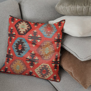 Almofada Tapete Kilim Turco Antigo Laranja Queimado