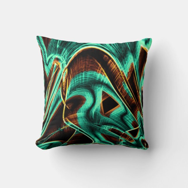 Almofada Tapetes-aquamarina e ranhuras de café profundament (Frente)