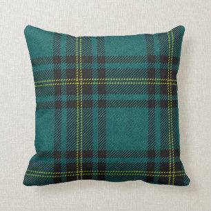 Almofada Tartan azul esverdeado frente e verso