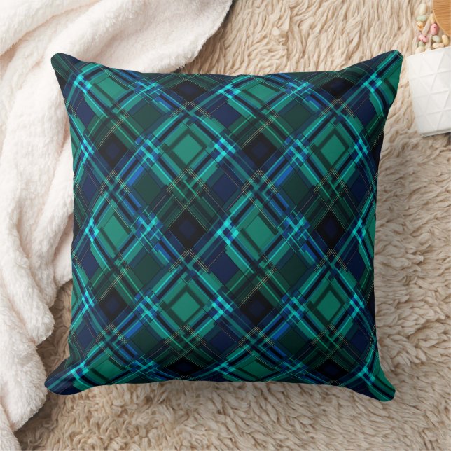 Almofada Tartan azul-real e verde (Cobertor)