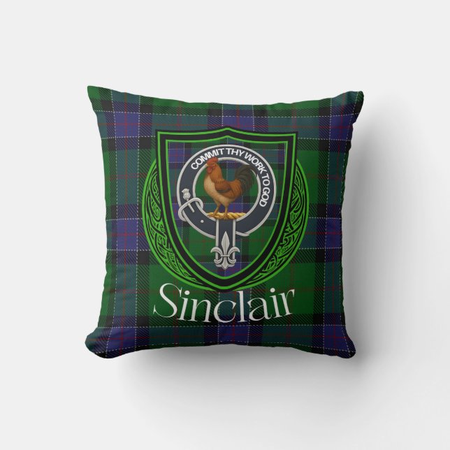Almofada Tartan Crest do Clã Escocês Sinclair (Frente)