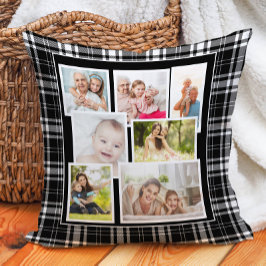 Almofada Tartan de Xadrez Preto e Branco Personalizado 7 Fo
