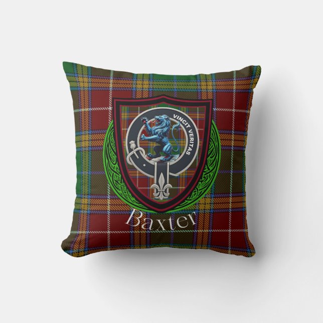 Almofada Tartan e Brasão do Clã Escocês Baxter (Frente)