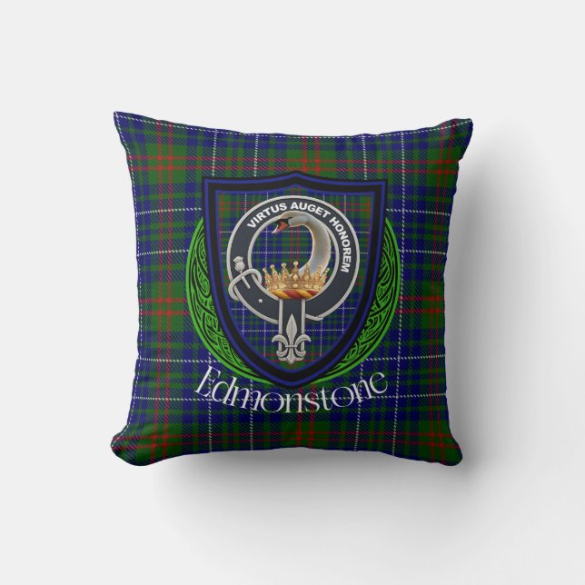 Almofada Tartan e Brasão do Clã Escocês Edmonstone (Frente)