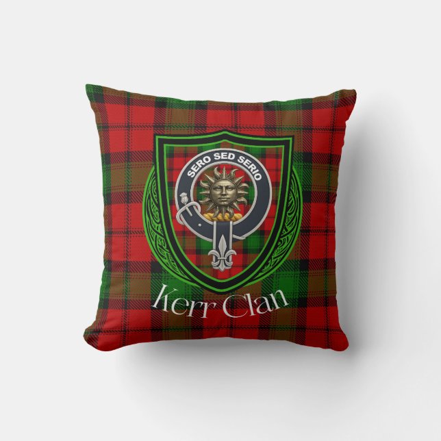 Almofada Tartan e Brasão do Clã Escocês Kerr (Frente)