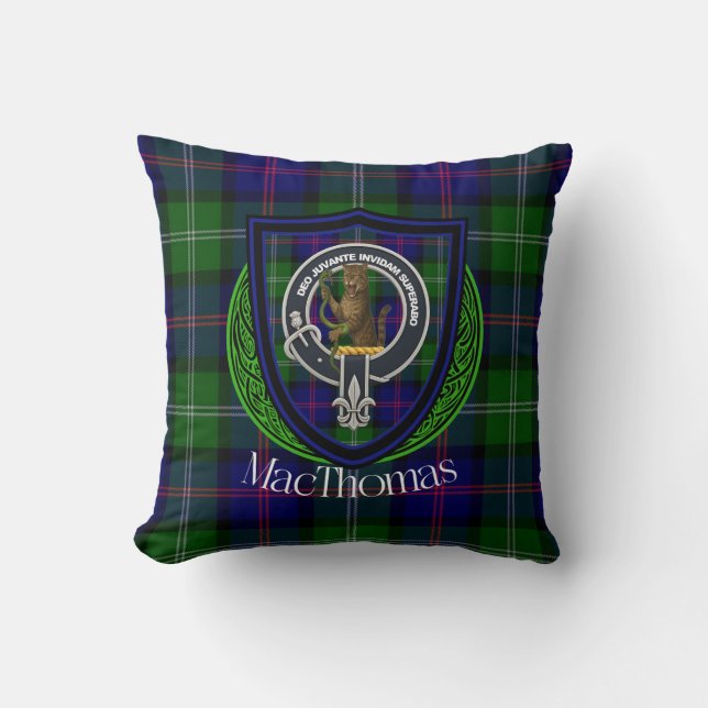 Almofada Tartan e Brasão do Clã Escocês MacThomas (Frente)