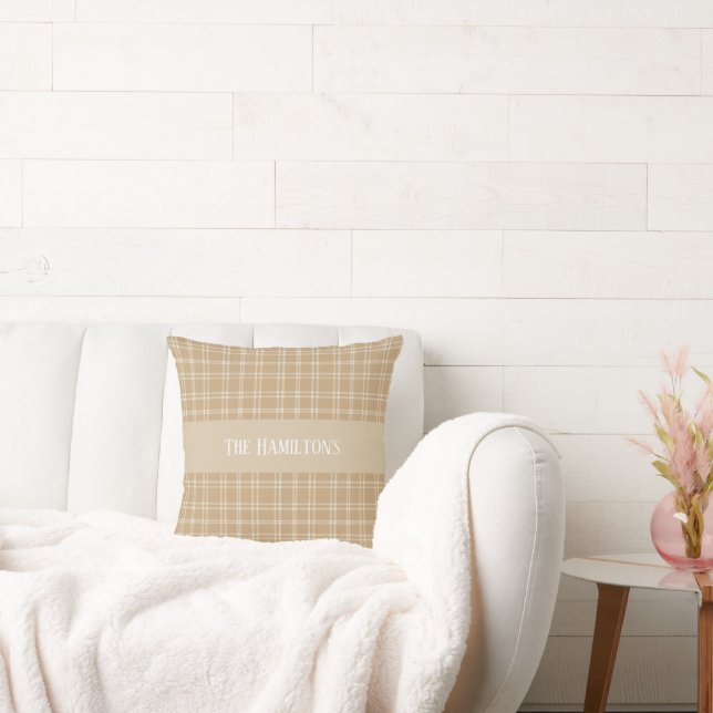 Almofada Tartan Escocês Bege, Creme e Branco Heritage (Sofá)