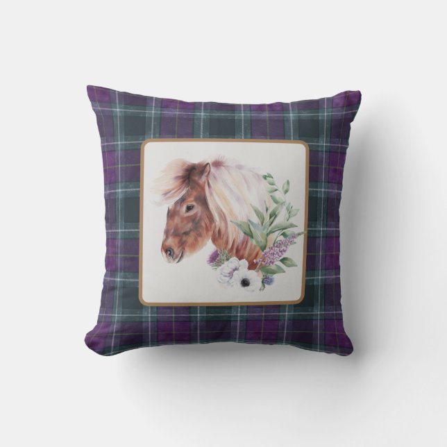 Almofada Tartan Floral Horse (Frente)