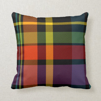 Almofada Tartan preto, vermelho, amarelo, verde e roxo