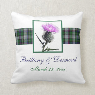 Almofada Tartan verde, roxo, branco enorme, travesseiro do