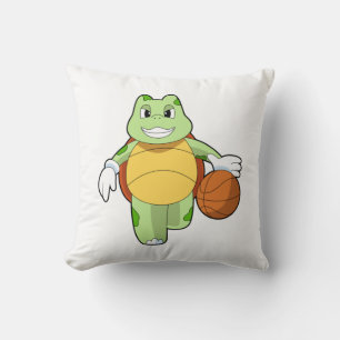 Almofada Tartaruga como jogador de basquetebol com basquete