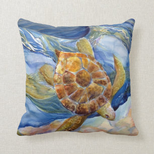 Almofada Tartaruga de mar 20 x 20" travesseiro decorativo
