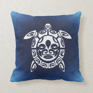 Almofada Tartaruga de mar tribal africana azul da máscara