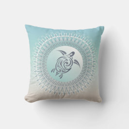Almofada Tartaruga Estilo Praia e Mandala Costeira Moderna